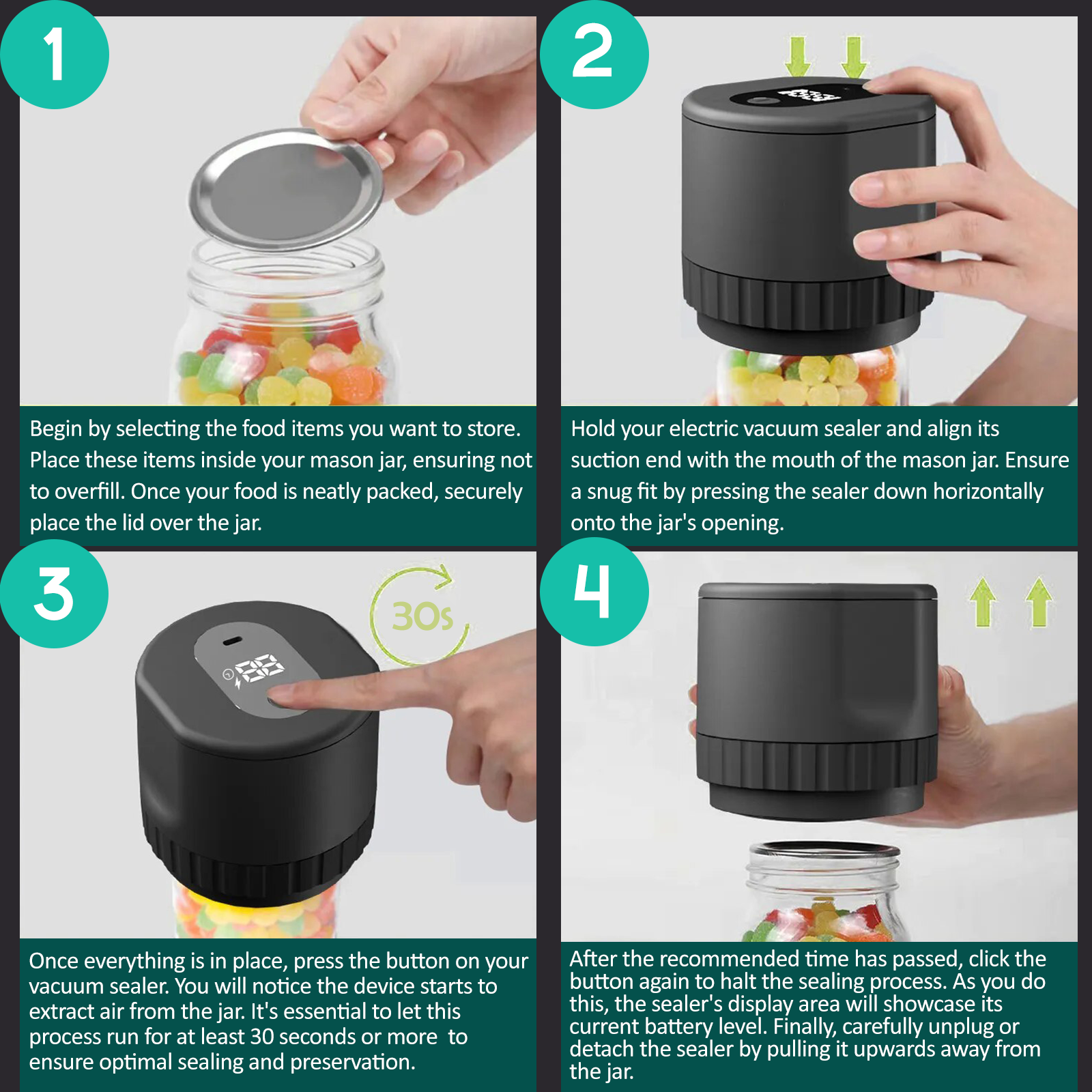 Mason Jar Vacuum Sealer, Electric Jar Sealer for Food Saver Vacuum Sealer  Machine, Vacuum Sealing Kit for Wide-Mouth & Regular-Mouth Mason Jars 